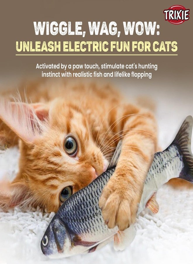 تريكسي مجموعة من وجبات تريكسي الكريمية بنكهة الروبيان للقطط والقطط الصغيرة (5 أنابيب 14 غرام) ولعبة تريكسي الواقعية المتحركة على شكل سمكة قطيفة للقطط مع النعناع البري، 30 سم - مناسبة لجميع سلالات القطط - Image 5